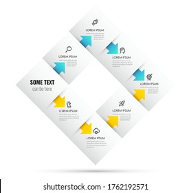 Vector Infographic design. Two development paths with four steps.  Business concept. Can be used for presentations banner, workflow layout, process diagram, flow chart, info graph
