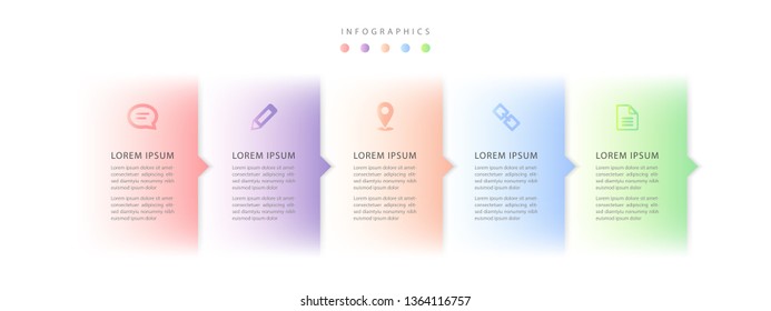 Vector infographic design UI template colorful gradient labels and icons. Ideal for business concept presentation banner workflow layout and process diagram.