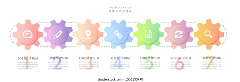 Vector infographic design UI template colorful gradient labels and icons. Ideal for business concept presentation banner workflow layout and process diagram.