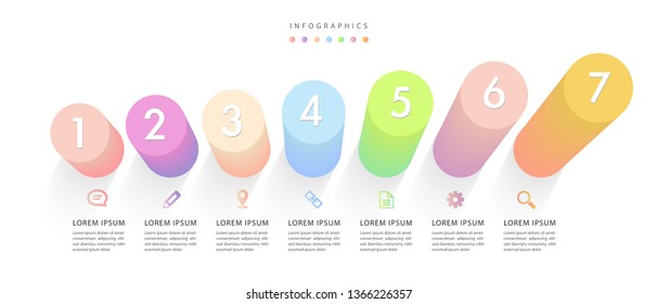 Vector infographic design UI template colorful gradient bar chart labels and icons. Ideal for business concept presentation banner workflow layout and process diagram.