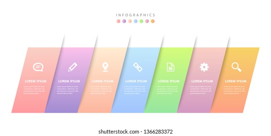 Vector infographic design UI template colorful gradient labels and icons. Ideal for business concept presentation banner workflow layout and process diagram.