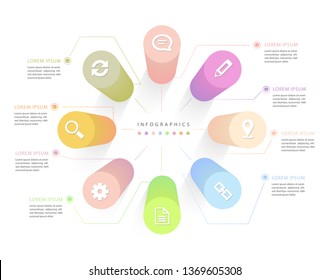 Vector infographic design UI template colorful gradient bar chart labels and icons. Ideal for business concept presentation banner workflow layout and process diagram.
