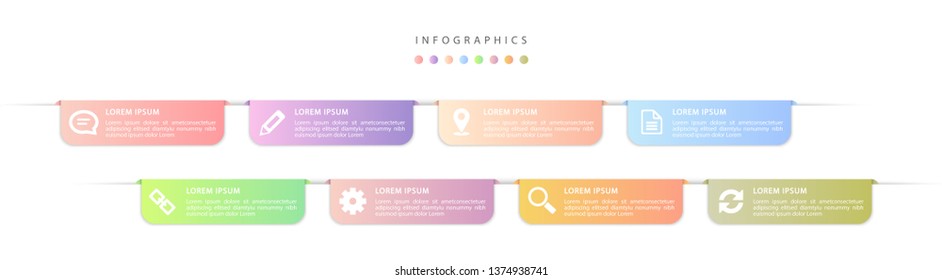 Vector infographic design UI template colorful gradient labels and icons. Ideal for business concept presentation banner workflow layout and process diagram.