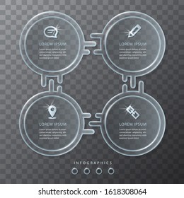 Vector infographic design UI template transparent glass labels and icons