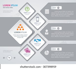 Rhombus blanco de diseño gráfico Vector con mapa mundial sobre el fondo gris. Eps 10. Se puede utilizar para diagrama, banner, opciones de número, diseño de flujo de trabajo, opciones de aumento o diseño web.