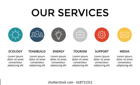 Vector infographic, diagram chart, graph presentation. Business template with options, parts, steps, processes. 16x9 slide. Flat trendy minimal design infographics.