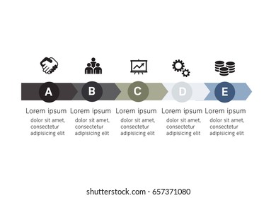 Vector  infographic, diagram chart, graph presentation template. Business infographics concept with 5 options, parts, steps, processes. Wall with white background.