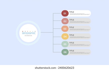 Plantilla de diseño de diagrama de infografía vectorial con elementos de opciones de pasos del gráfico 6.