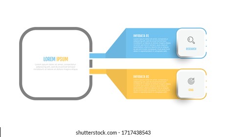 Vector infographic diagram label design with icons and 2 options or steps. 