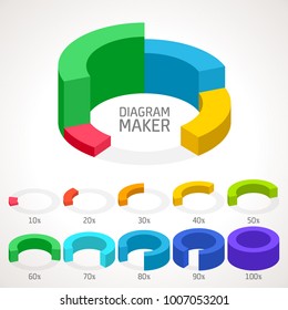 Vector Infographic Diagram template. 3D pie charts for statistics, diagram, workflow, timeline and options.