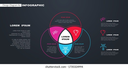 Vector infographic diagram, template for business, presentations, web design, 3 options. Can be used to create existing business projects, annual reports, the Internet. Business concept, process steps