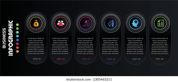 Vektorgrafik-Infografik, Vorlage für Unternehmen, Präsentationen, Webdesign, 4 Optionen.einzeln auf dunklem Hintergrund