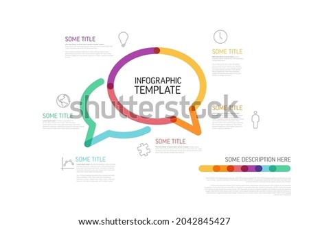 Vector Infographic diagram template with speech bubble made from thick highlighter lines and gray icons with short description legends