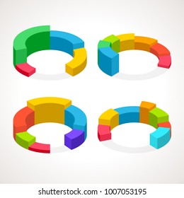Vector Infographic Diagrams. Different 3D Pie Charts for statist