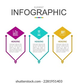 vector infographic diamond with two arrow lines funnel elements template block. used for process diagram, presentation, working flow, information layout, banner, chart, and graph.