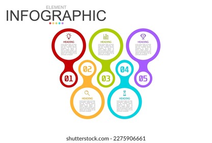 bloque de plantilla de diseño de página de doble círculo de infografía vectorial. se utiliza para el diagrama de procesos, presentación, flujo de trabajo, diseño de información, banner, gráfico y gráfico.