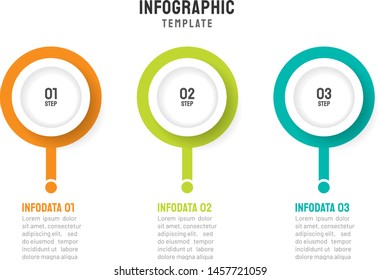 Vector infographic element for business process step with 3 options. Can be used for presentations, web design.