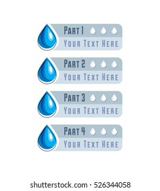 Vector infographic element with four drops info business idea, isolated on white background.