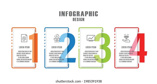 Vector infographic element process diagram. Template chart square shape with icon business 4 step.