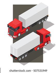 Vector infographic element representing truck with box semi-trailer 
