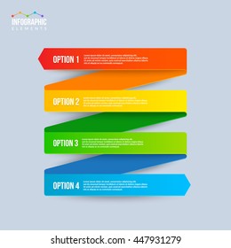 Vector infographic elements. 4 colorful ribbon banners with place for your text. 