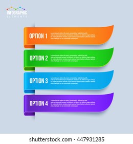 Vector infographic elements. 4 colorful ribbon banners with place for your text. 