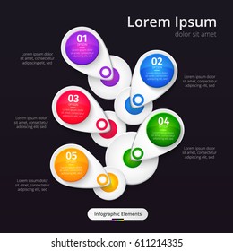 Vector infographic elements. Bright colorful buttons around circle. Template for presentation, brochure, infographics, business, web design. Vector illustration