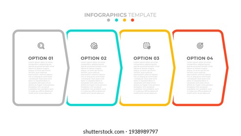 Vector Infographic Elements For Business Presentation. Timeline Process With 4 Options Or Steps.