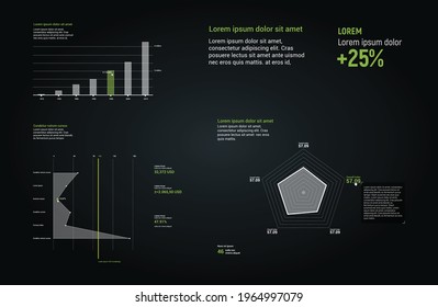 vector infographic elements , chart kit, design for your presentation and UI template   , pie, bar chart 