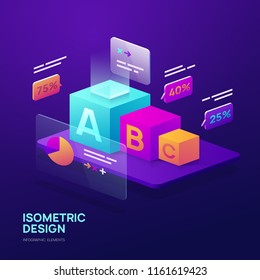 Vector infographic elements. Isometric design.