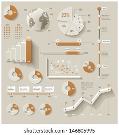 Vector infographic elements. Set of the 3d charts, pie charts and other infographic design elements 