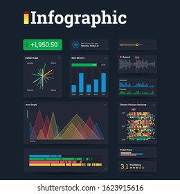 Vector Infographic Elements Set. Data visualization and user interface related elements. Dashboard elements  