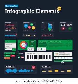 Vector Infographic Elements Set. Data visualization and user interface related elements. Dashboard elements  