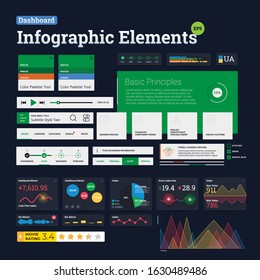 Vector Infographic Elements Set. Data visualization and user interface related elements. Dashboard elements  