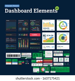 Vector Infographic Elements Set. Data visualization and statistic related elements. User interface of Dashboard