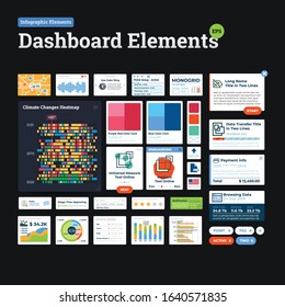 Vector Infographic Elements Set. Data visualization and statistic related elements. User interface of Dashboard
