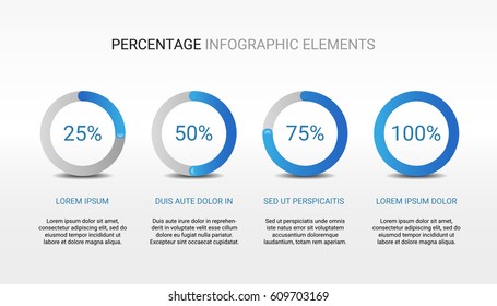 Vector Infographic Elements Template With Blue Percentage Circles