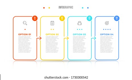 Vector Infographic Elements Thin Line Design Label With Icons. Business Concept With 4 Options, Steps. Can Be Used For Workflow Diagram, Info Chart, Graph.