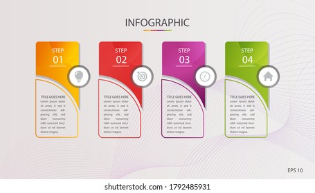 Vector infographic elements thin line design label with icons. Business concept with 4 options, steps. Can be used for workflow diagram, info chart, graph.