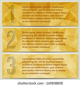 Vector infographic enumerated presentation gold yellow textured banners