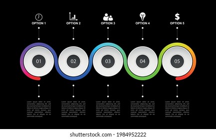 vector infographic. flat image of graphs with elements of a round shape and different colors. business model. presentation process