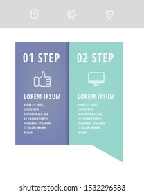 Vector infographic flat template arrows for two diagrams, graph, presentation. Business concept with 2 label. For content, flowchart, step for step, timeline, levels, marketing, data visualization