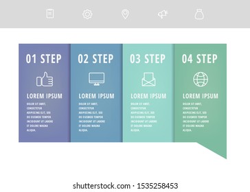 Vector infographic flat template arrows for four diagrams, graph, presentation. Business concept with 4 label. For content, flowchart, step for step, timeline, levels, marketing, data visualization