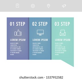 Vector infographic flat template arrows for three diagrams, graph, presentation. Business concept with 3 label. For content, flowchart, step for step, timeline, levels, marketing, data visualization