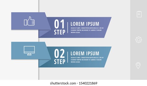 Vector infographic flat template arrows for two diagrams, graph, presentation. Business concept with 2 rectangles. For content, flowchart, step for step, timeline, marketing, data visualization, web