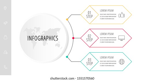 Vector infographic flat template. Circle with 3 rhombus and label. Used for three diagrams, graph, flowchart, timeline, marketing, presentation, workflow, web
