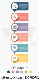 Vector infographic flat template circles for six label, diagram, graph, presentation. Business concept with 6 options and arrows. For content, flowchart, steps, timeline, workflow, marketing. EPS10