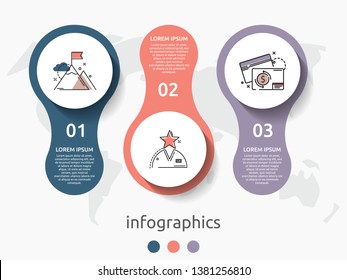 Vector infographic flat template circles for three label, diagram, graph, presentation. Business concept with 3 options. For content, flowchart, steps, timeline, workflow, marketing. EPS10