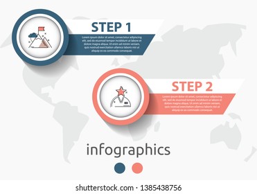 Vector infographic flat template circles for two label, diagram, graph, presentation. Business concept with 2 options. For content, flowchart, steps, timeline, workflow, marketing. EPS10