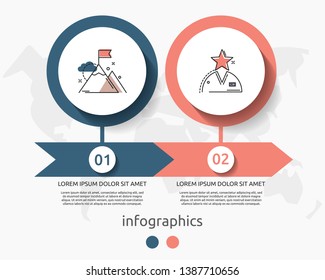 Vector infographic flat template circles for two label, diagram, graph, presentation. Business concept with 2 options and arrows. For content, flowchart, steps, timeline, workflow, marketing. EPS10